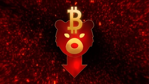 Bitcoin Trading Bear Market Red Cryptocurrency Graph Loop Background