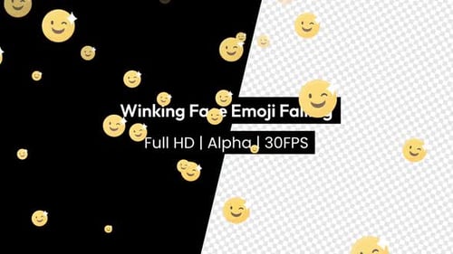 Animated Winking Face Emoji Falling Overlay