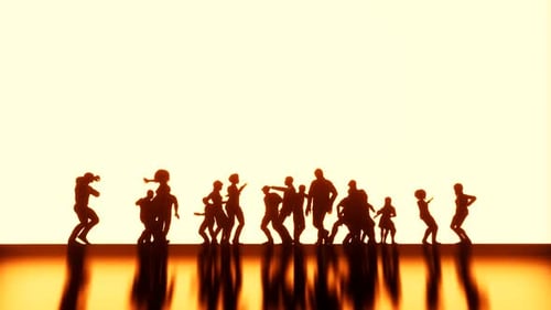 Animated Silhouettes of People Dancing Party Loop Background
