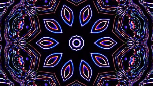 Hypnotic Neon Kaleidoscope Abstract Loop Background