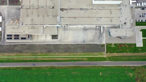 Aerial footage of a large industrial complex. Production Industry