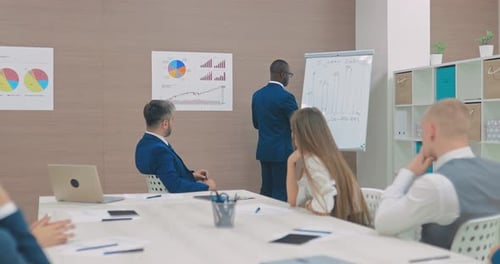 Team Analyzes Sales Data at Workplace Presentation