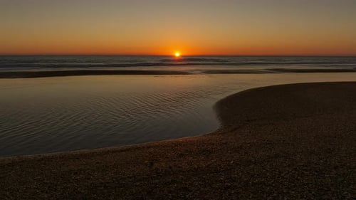 Sea Landscape with Sunset on Beach
