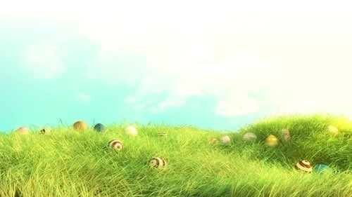 Animated Easter Eggs in Lush Green Meadow
