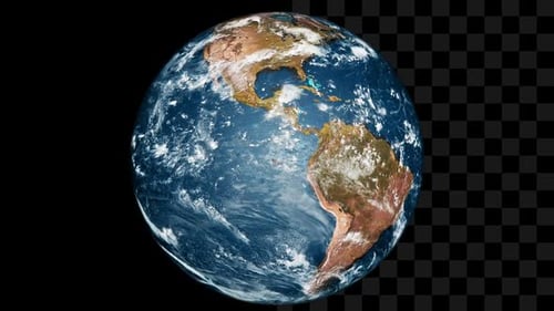 Earth Rotate on Alpha Channel Background