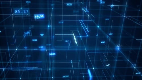 Blue line and grid with technology icon on abstract background concept