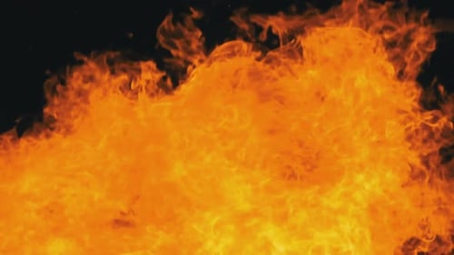 Intense Fire Flames on Black Background