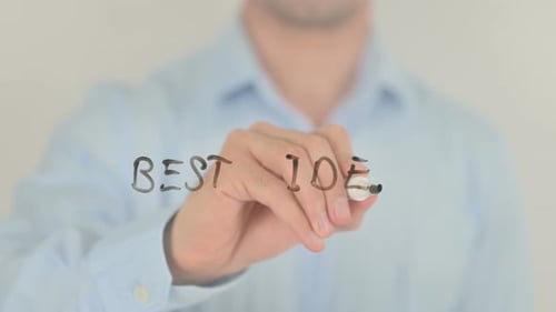 Hand Writing Best Idea on Clear Surface