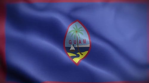 Waving Flag of Guam with Realistic Fabric Texture