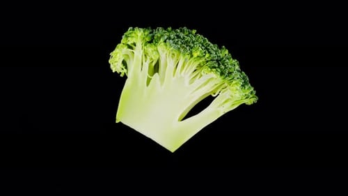 Broccoli Top View on Black Background Fresh Green Broccoli Closeup Vitamins Raw Food and Vegetarian