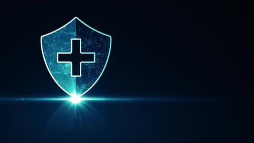 Futuristic Medical Shield Logo Animation with Plexus Network