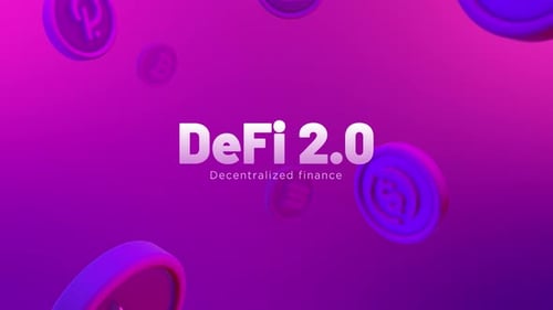 Defi 2.0 Decentralized finance Cryptocurrency Falling Coins Background Loop