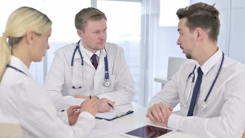 Attractive Young Doctor Having Discussion with Team in Office