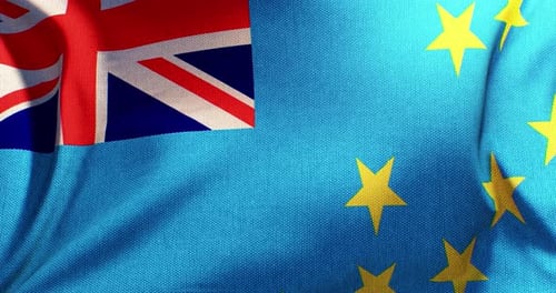Realistic Tuvalu National Flag Waving in Wind