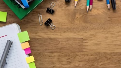 School and Office Supplies on a Desk