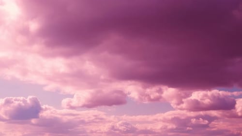 Clouds Passing in a Pink and Lavender Sky