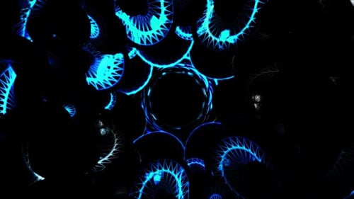 3d blue glowing tunnel