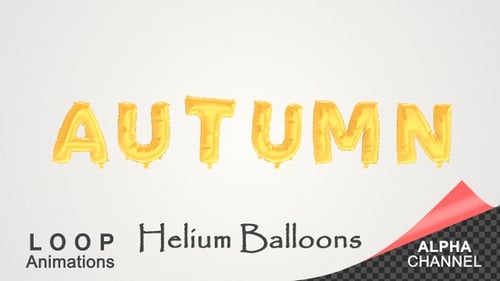 Floating Golden Balloon Autumn Text Animation