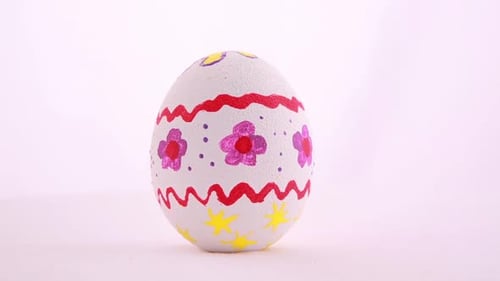 Brightly Decorated Easter Egg Rotating Close Up