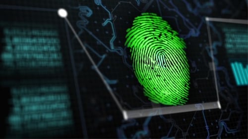 Futuristic Digital Fingerprint Biometric Scan HUD Animation