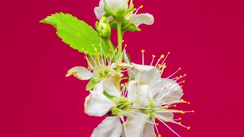 Plum Blossom Rotating Time Lapse on Red