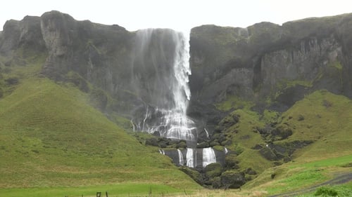 Iceland. Picturesque summer scene with amazing Icelandic waterfall.