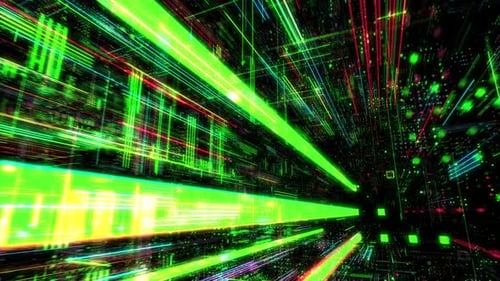 Abstract digital matrix particles grid virtual reality