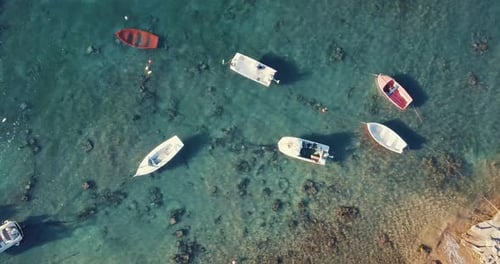 Boats in sea on sunny day