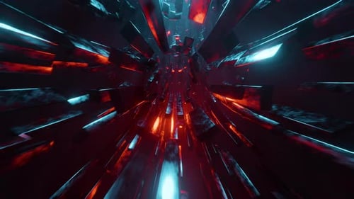 Flying through a tunnel in outer space