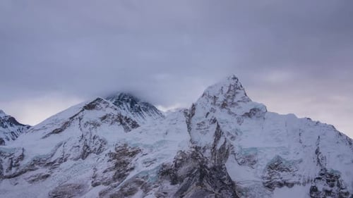 Everest and Nuptse Mountains. Himalaya, Nepal