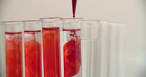 Pipetting Blood Into The Test Tubes