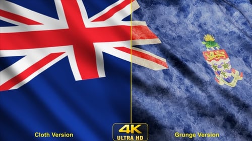 Waving Cayman Islands Flag with Clean and Grunge Textures
