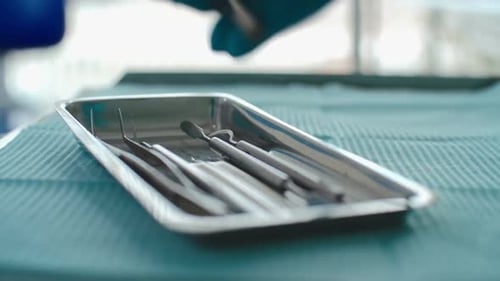 Close Up of Dental Tools on Tray