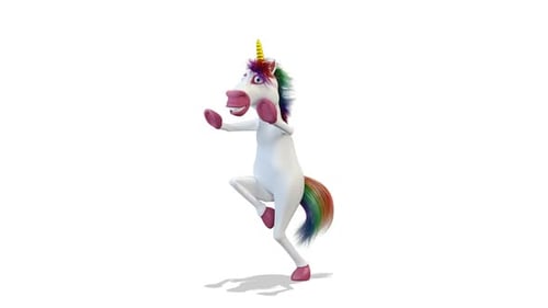 Licorne dansant une danse hip hop sur fond blanc