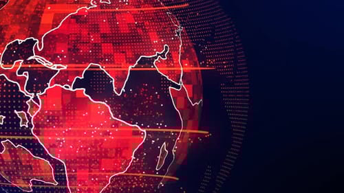 Futuristic Digital Globe Rotating World Map News Background