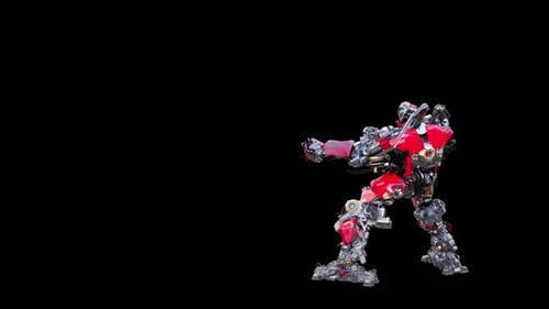 Futuristic Red Robot Dancing with Alpha Channel