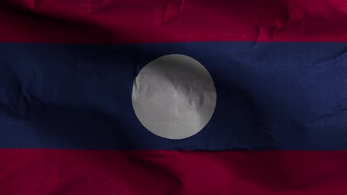Realistic Laos Flag Waving Loop Background Animation