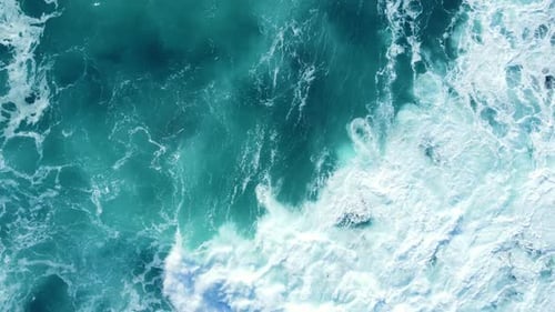 Ocean Slow Motion Sea Storm with Turquoise Waves Aerial Landscape Ecology and Clean Water Nature