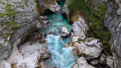 Flight above River in the Triglav National Park