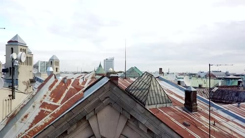 Classic Latvian Architectural Style Old City with Tiled Roof