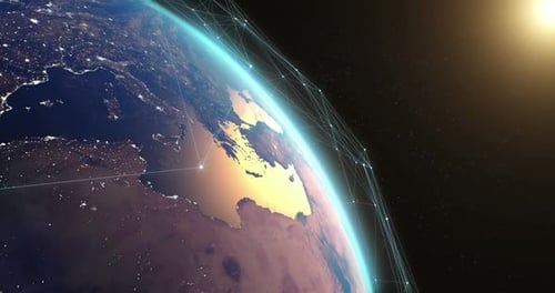 Réseau satellitaire au-dessus de la planète Terre
