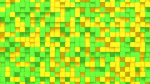 Green yellow small box cube random geometric background