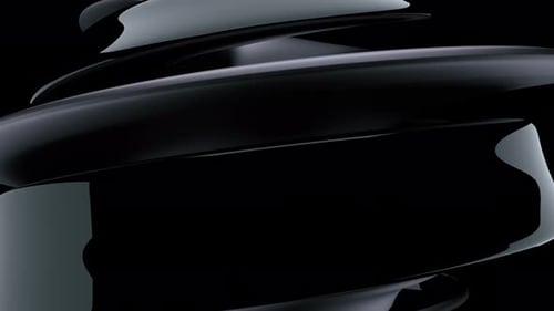 Abstract 3D Glossy Black and Matte Grey Shape Formation Rotating Loop