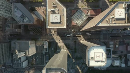 Birds Eye View of City Downtown Area in Los Angeles California