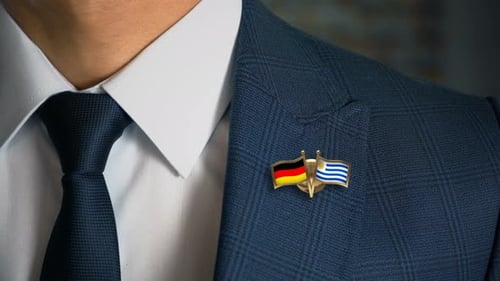 Business Suit Lapel Pin with German and Greek Flags