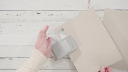 Crafting Gift Tags at a Table
