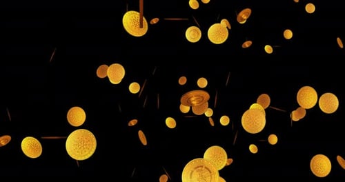 Cardano Ada cryptocurrency golden coin falling rain loop