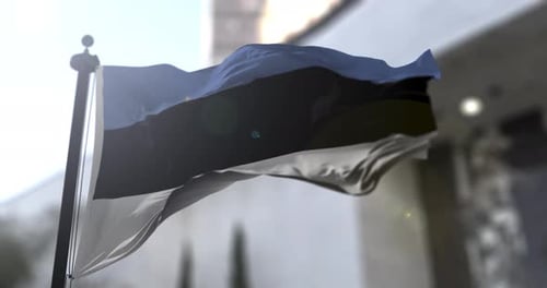 Realistic 3D Animation of Estonia National Flag Waving