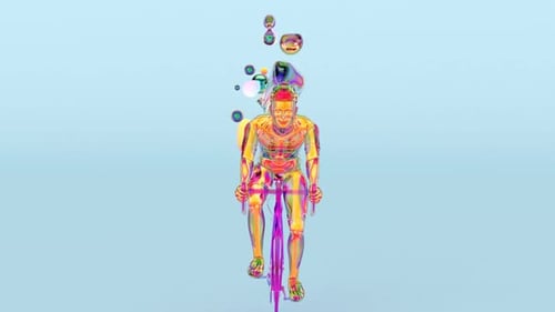 Abstract art of a X-ray cyclist riding