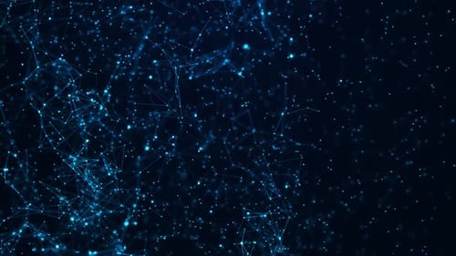 Plexus numérique abstrait, formes géométriques bleues, connexion et concept Web
